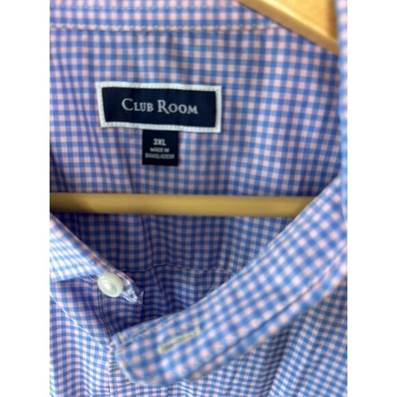 Club Room Pink & Blue Check Print Long Sleeve Button Down Shirt Men's 3XL New - Picture 2 of 7